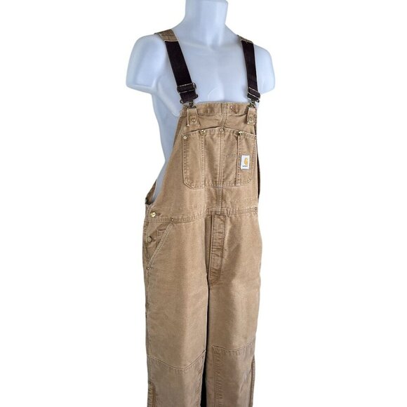 Carhartt 40x30 Canvas Duck Bib Overalls Insulated Double Knee Workwear USA Made - Picture 3 of 16
